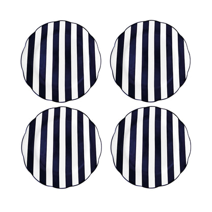 Set de 4 Assiettes Plates Trattoria Motif Rayé Sable, Rose, Bleu ou Kaki - Opjet