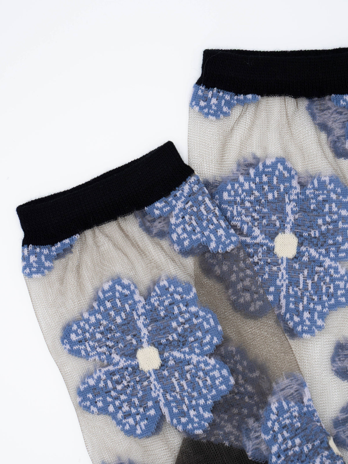 Chaussettes Transparentes Fleurs Bleues ou Mauve Murano - Atelier St Eustache