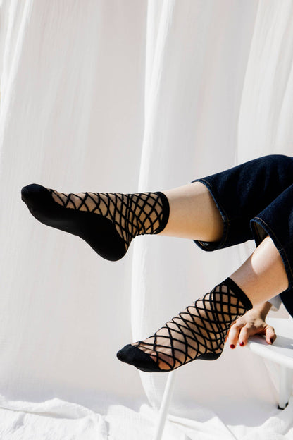 Chaussettes Transparentes Brooklyn Bridge Black Résille - Atelier St Eustache