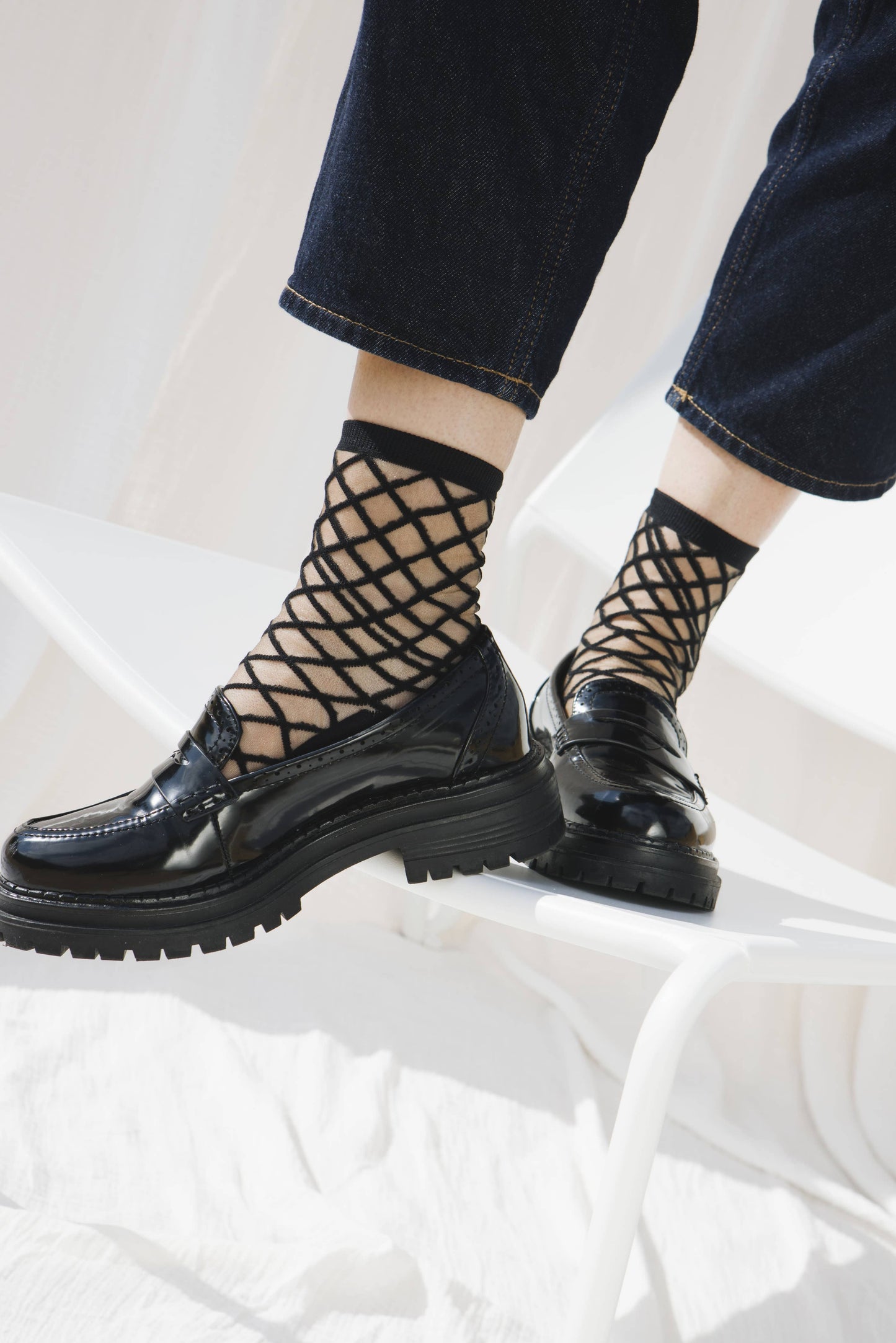 Chaussettes Transparentes Brooklyn Bridge Black Résille - Atelier St Eustache