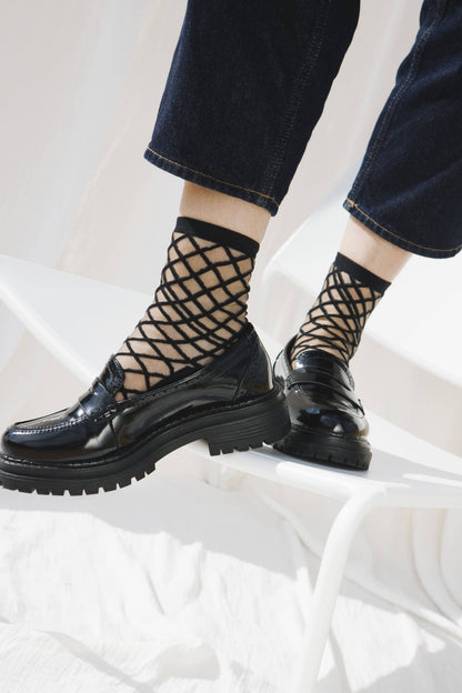 Chaussettes Transparentes Brooklyn Bridge Black Résille - Atelier St Eustache
