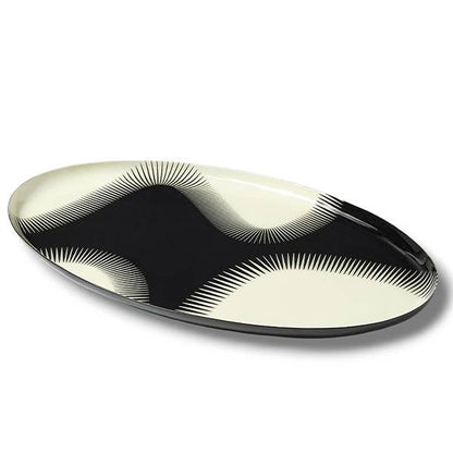 Plateau Ovale Wave Noir en Métal Style Contemporain 30/ 18 CMGangzaï