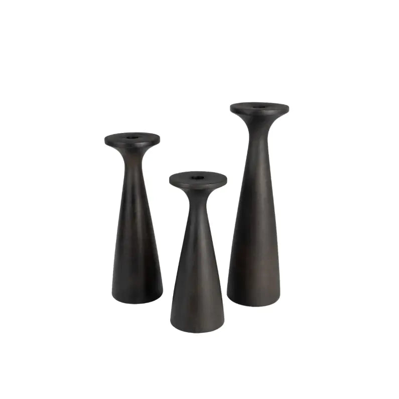 Bougeoir en Bois de Manguier Flames Noir -  Zuiver