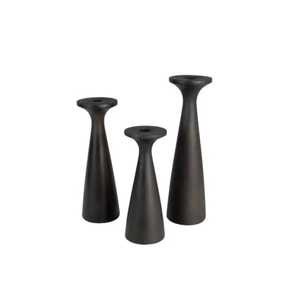 Bougeoir en Bois de Manguier Flames Noir -  Zuiver