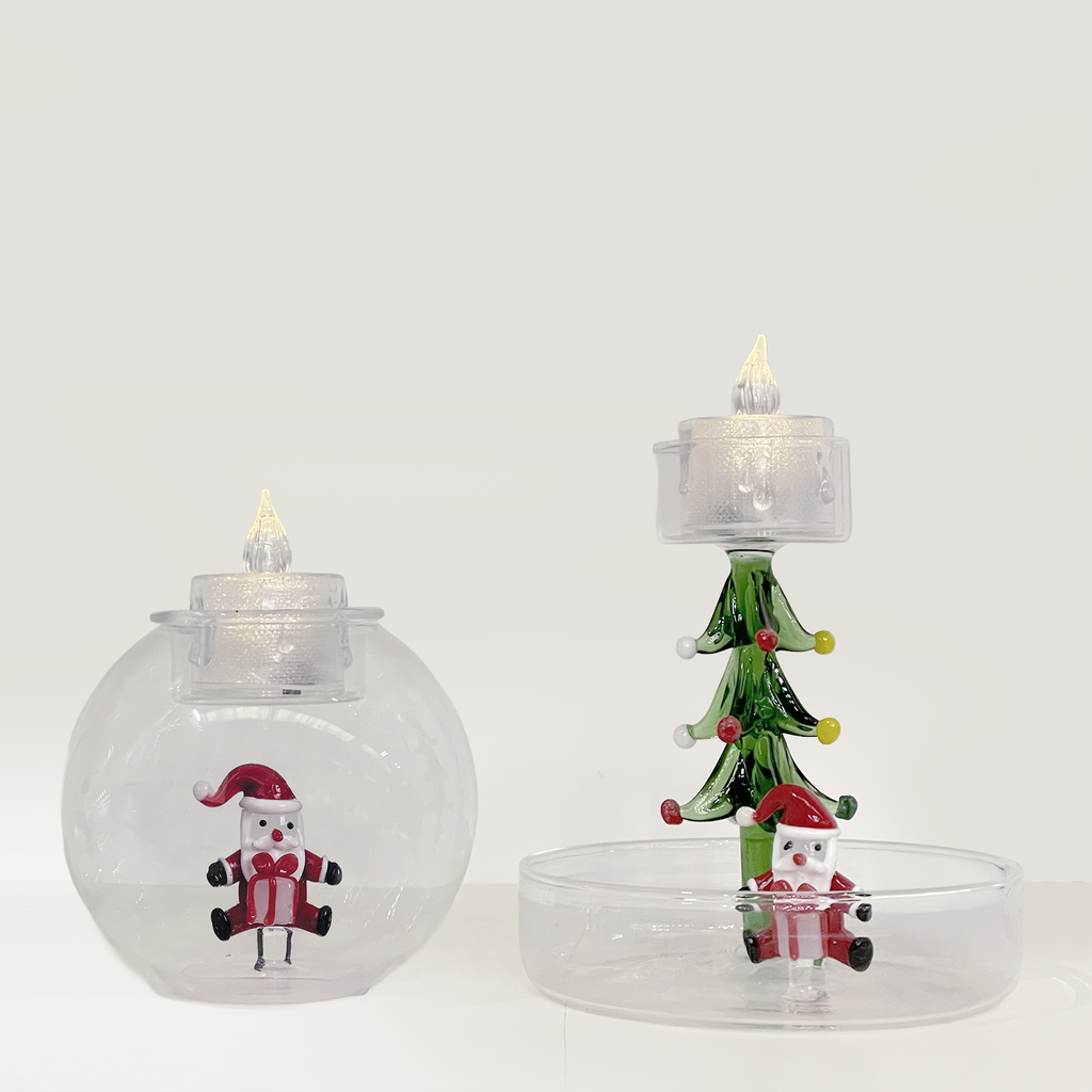 Bougeoir en Verre 3D Sapin du Père Noël - Opjet