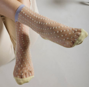 Paire de Chaussettes Crescent Dunes Yellow / Noir / Menthe  - Atelier Saint Eustache