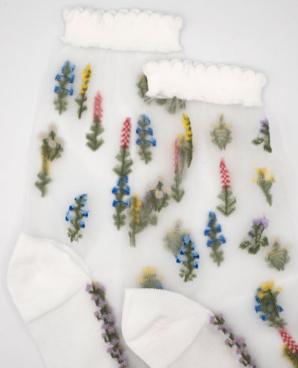 Paire de Chaussettes Transparentes Fleurs des Champs - Atelier St Eustache