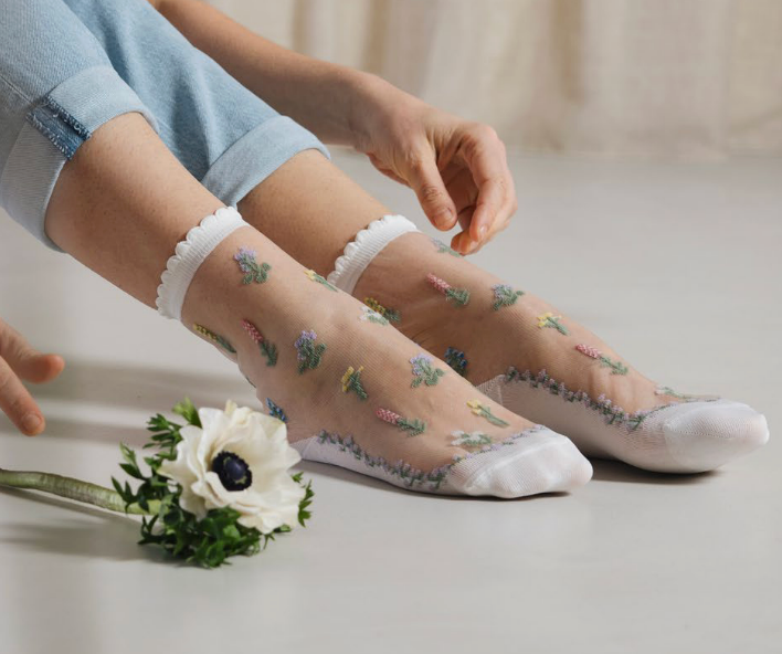 Paire de Chaussettes Transparentes Fleurs des Champs - Atelier St Eustache