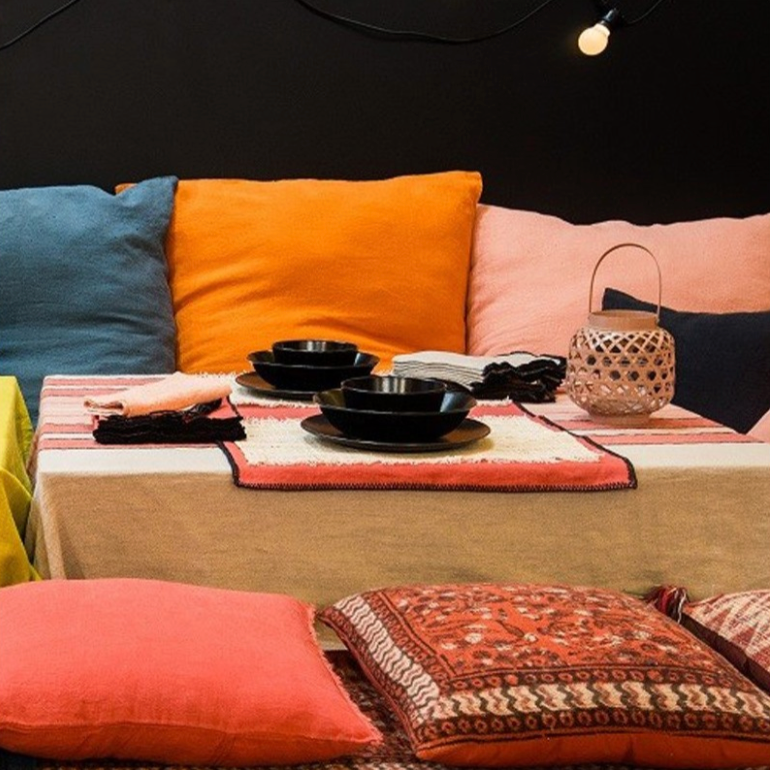 Housse de Coussin XXL Propriano en Lin Lavé 80x80 cm - Haomy
