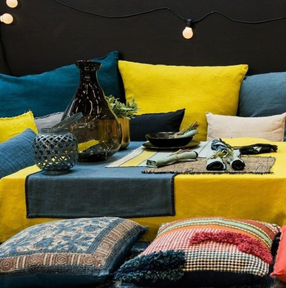 Housse de Coussin XXL Propriano en Lin Lavé 80x80 cm - Haomy