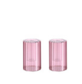 Set de 2 Bougeoirs Chandelle Lima en Verre Rose ou Violet - Moods&More