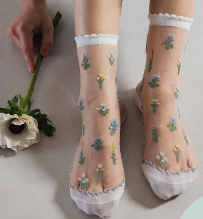 Paire de Chaussettes Transparentes Fleurs des Champs - Atelier St Eustache