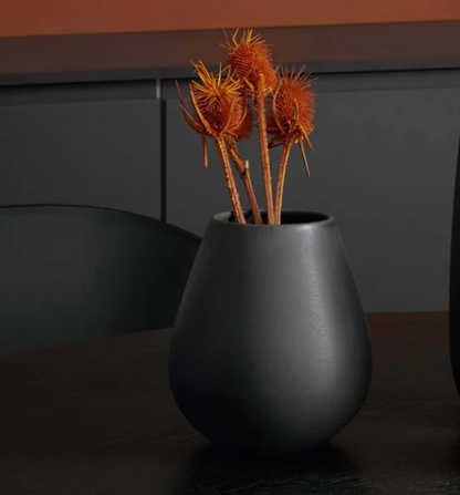 Vase en Faïence Noir D. 9 cm x H. 18 cm - ASA