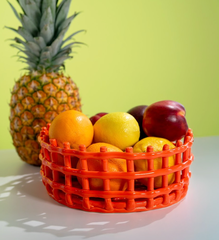 Corbeille à Fruits en Grès Orange ou Verte - WD Lifestyle