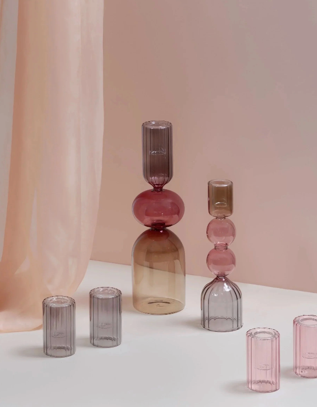 Bougeoir Chandelle en Verre Medelin Multicolore - Moods&More