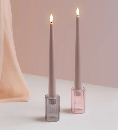 Set de 2 Bougeoirs Chandelle Lima en Verre Rose ou Violet - Moods&More