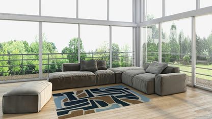 Tapis d’Extérieur Tamara Géométrique Bleu, Noir ou Prune 160 x 230 cm - Idaho