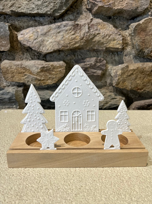 Bougeoir en Porcelaine & Bois Maison en Pain d'Épices - Räder