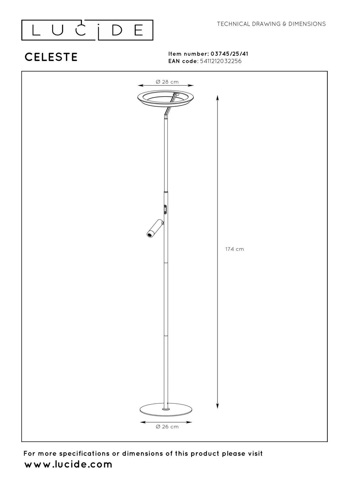 Lampadaire Celeste Taupe D.28 cm - Lucide