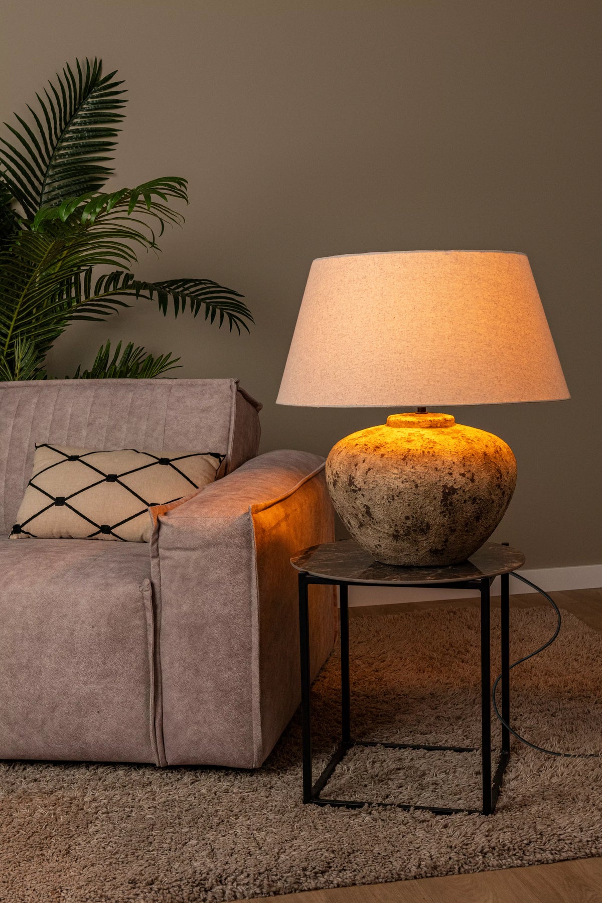 Lampe de Table Davina en Céramique Ovale Japandi - Lucide