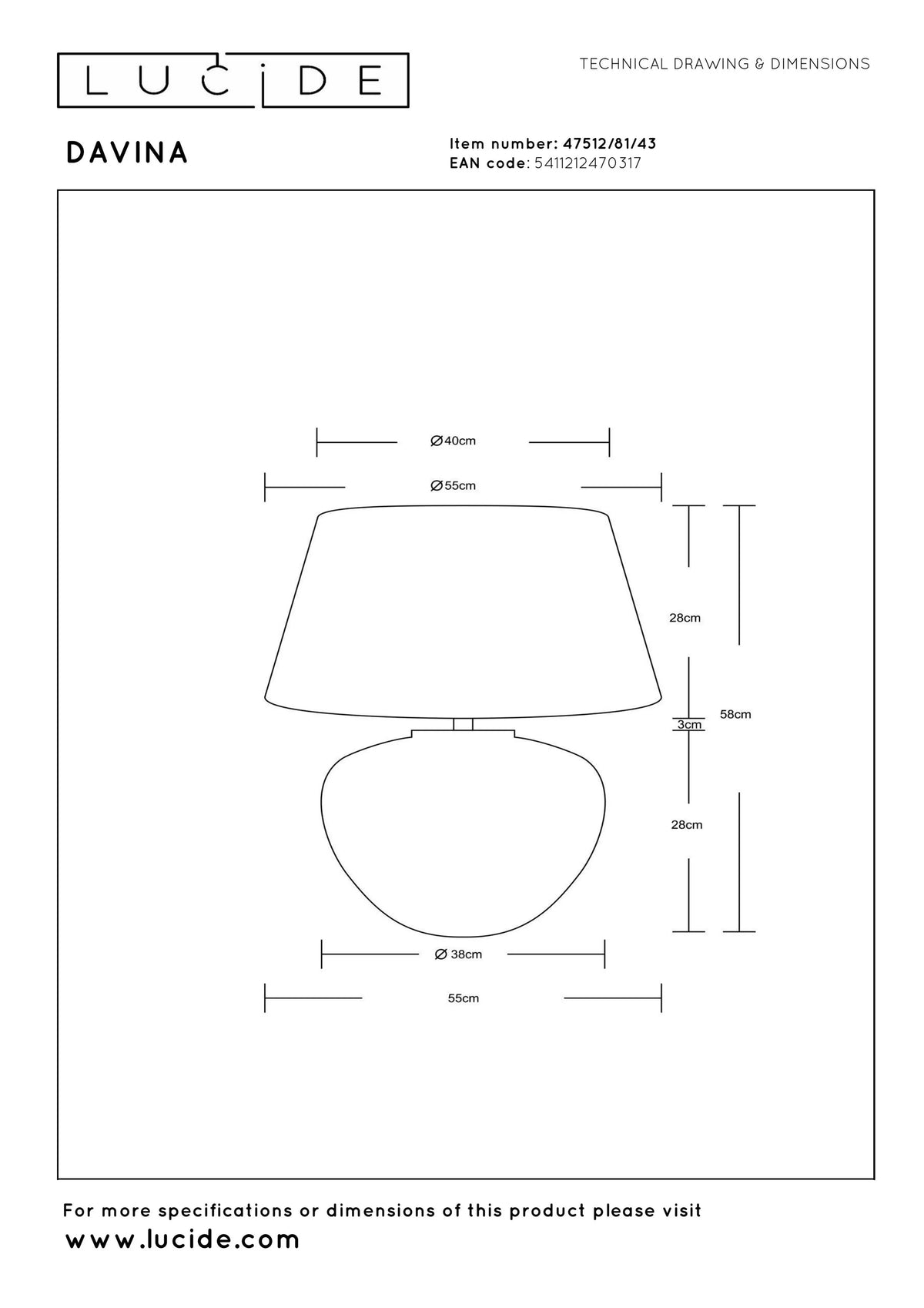 Lampe de Table Davina en Céramique Ovale Japandi - Lucide