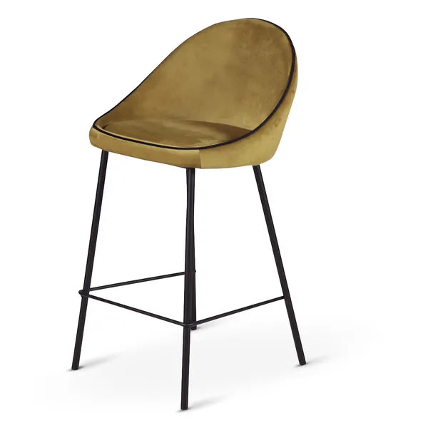 Lot de 2 Chaises de Bar Snack Maya en Velours Ocre H.88 cm -
