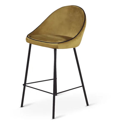 Lot de 2 Chaises de Bar Snack Maya en Velours Ocre H.88 cm -