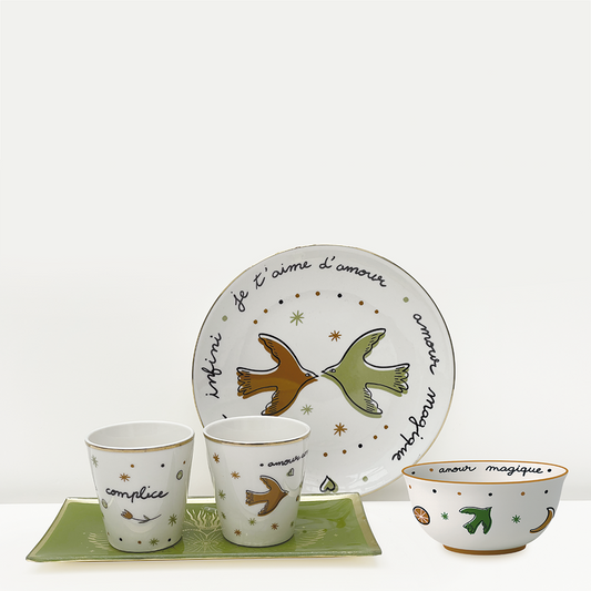 Set de 4 Coupelles Amour Oiseaux Dorées - Opjet