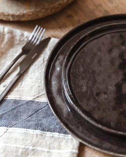 Set de 5 Assiettes Plates en Porcelaine Noire D.28 cm - Pomax