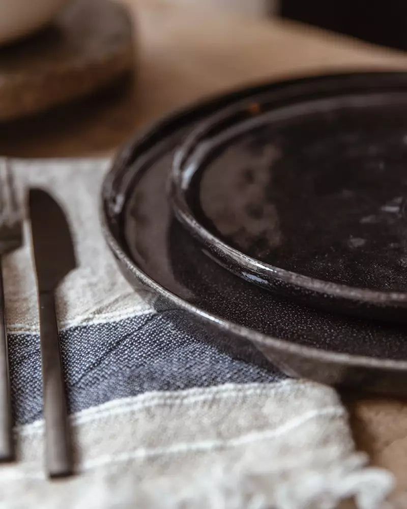 Set de 6 Assiettes à Dessert en Porcelaine Noire - Pomax