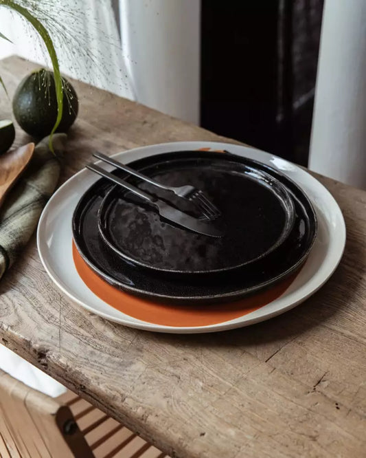 Set de 5 Assiettes Plates en Porcelaine Noire D.28 cm - Pomax