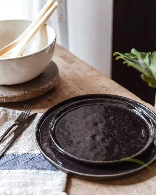 Set de 6 Assiettes à Dessert en Porcelaine Noire - Pomax