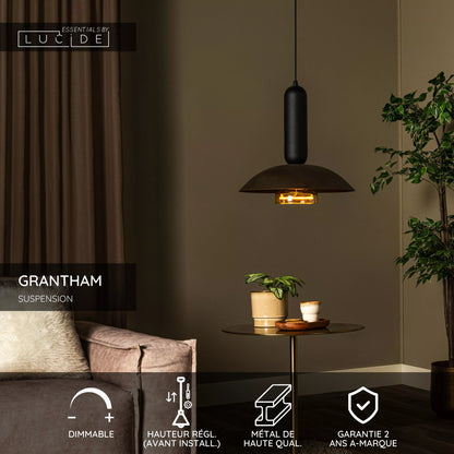 Suspension Grantham Noir & Café Moderne - Lucide