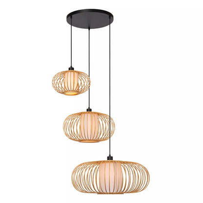 Suspension Thuline 3 Sources de Lumière Bois Clair Japandi  - Lucide