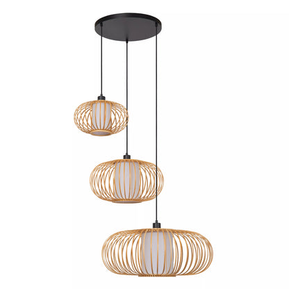 Suspension Thuline 3 Sources de Lumière Bois Clair Japandi  - Lucide
