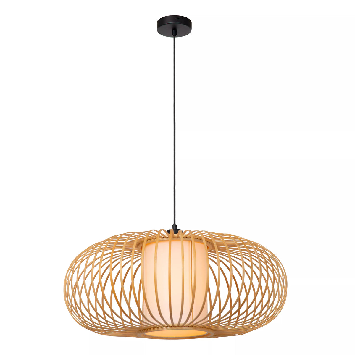 Suspension en Bois Clair Thuline Style Japandi  D.60 cm - Lucide