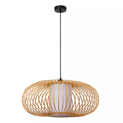 Suspension en Bois Clair Thuline Style Japandi  D.60 cm - Lucide