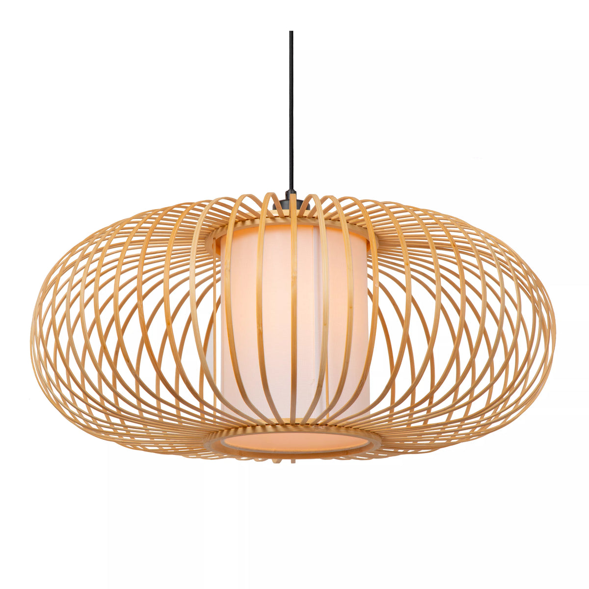 Suspension en Bois Clair Thuline Style Japandi  D.60 cm - Lucide
