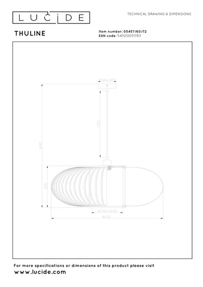 Suspension en Bois Clair Thuline Style Japandi  D.60 cm - Lucide