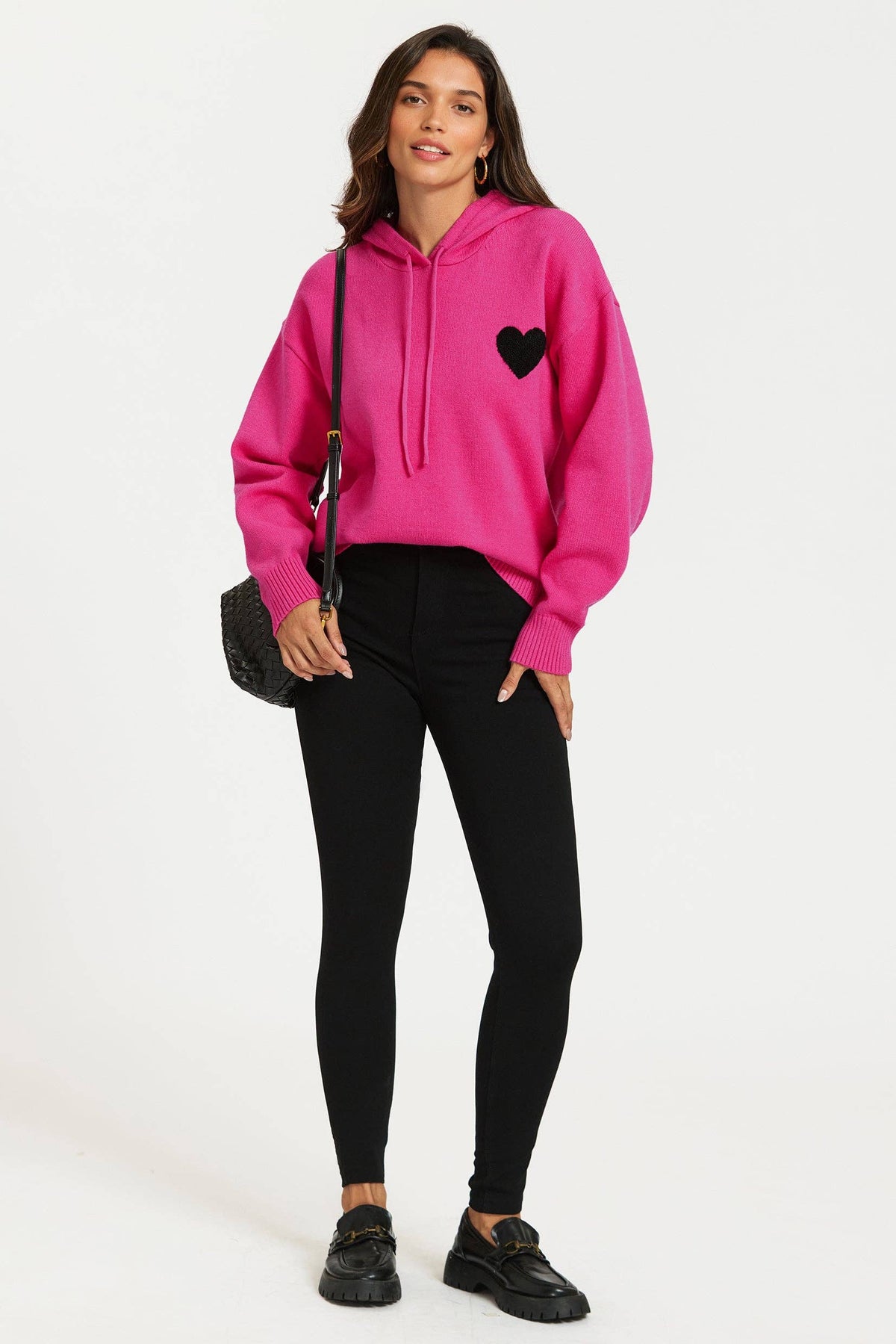 Sweat à Capuche Rose Brodée avec Coeur - FS Collection