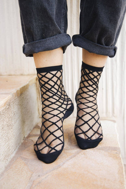 Chaussettes Transparentes Brooklyn Bridge Black Résille - Atelier St Eustache