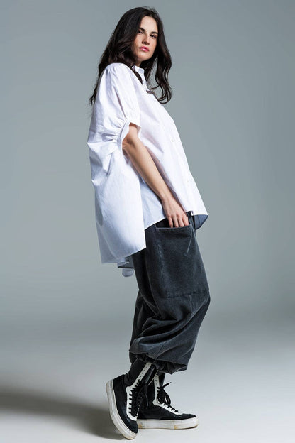 Blouse blanche oversize à manches courtes