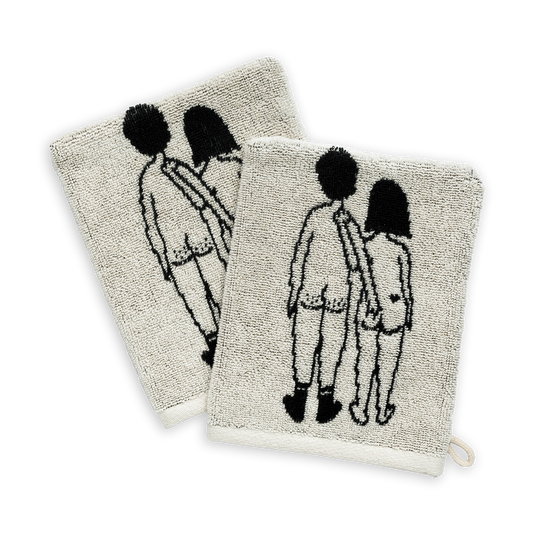 Set de Deux Gants de Toilette Illustration "Couple Nu" - Helen B