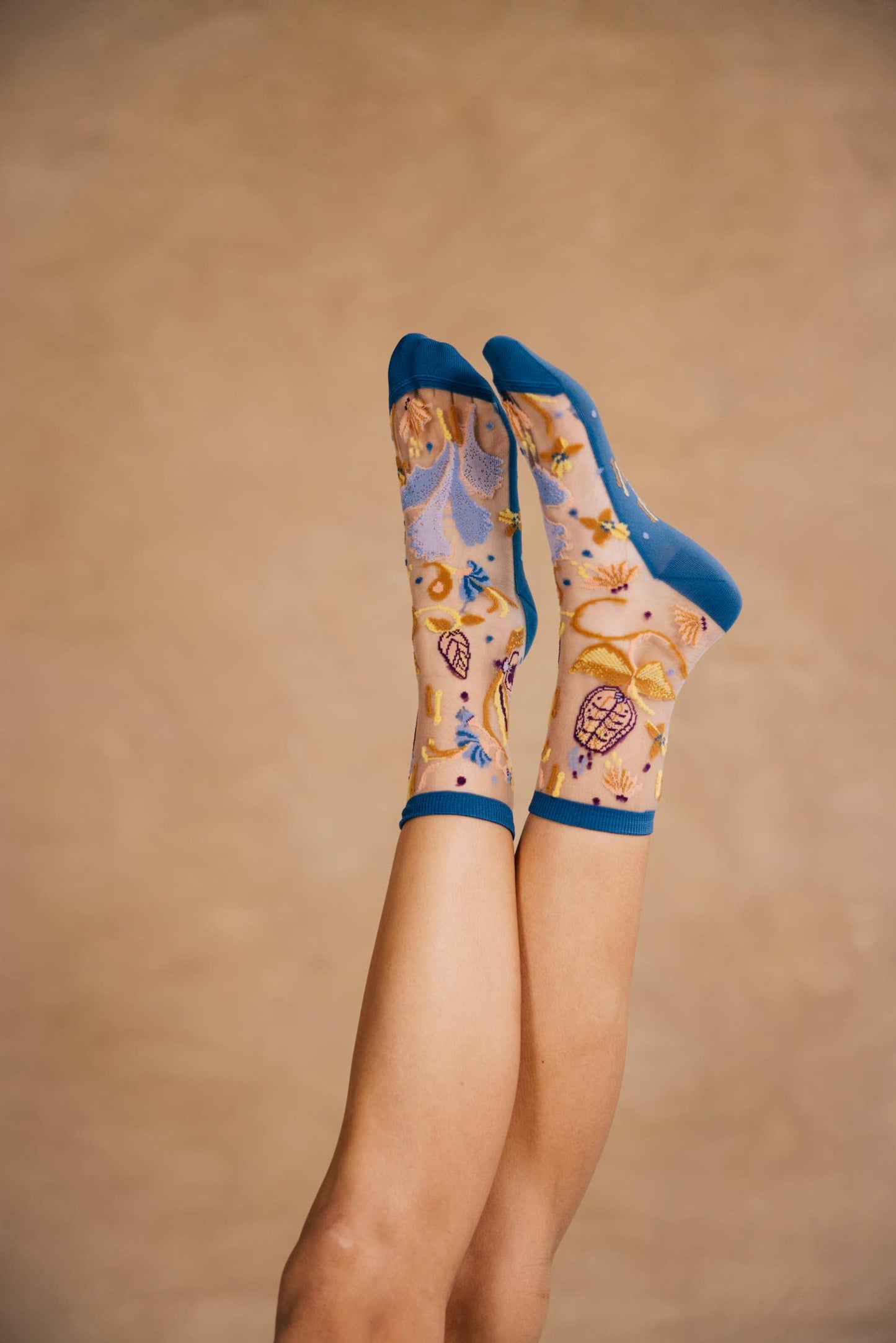 Chaussettes Transparentes à Fleurs Floralia Bleue - Atelier St Eustache