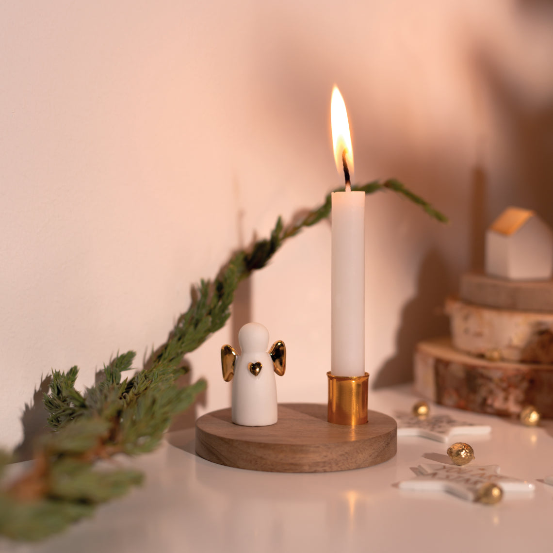 Bougeoir Chandelle Sapin ou Ange en Porcelaine - Räder