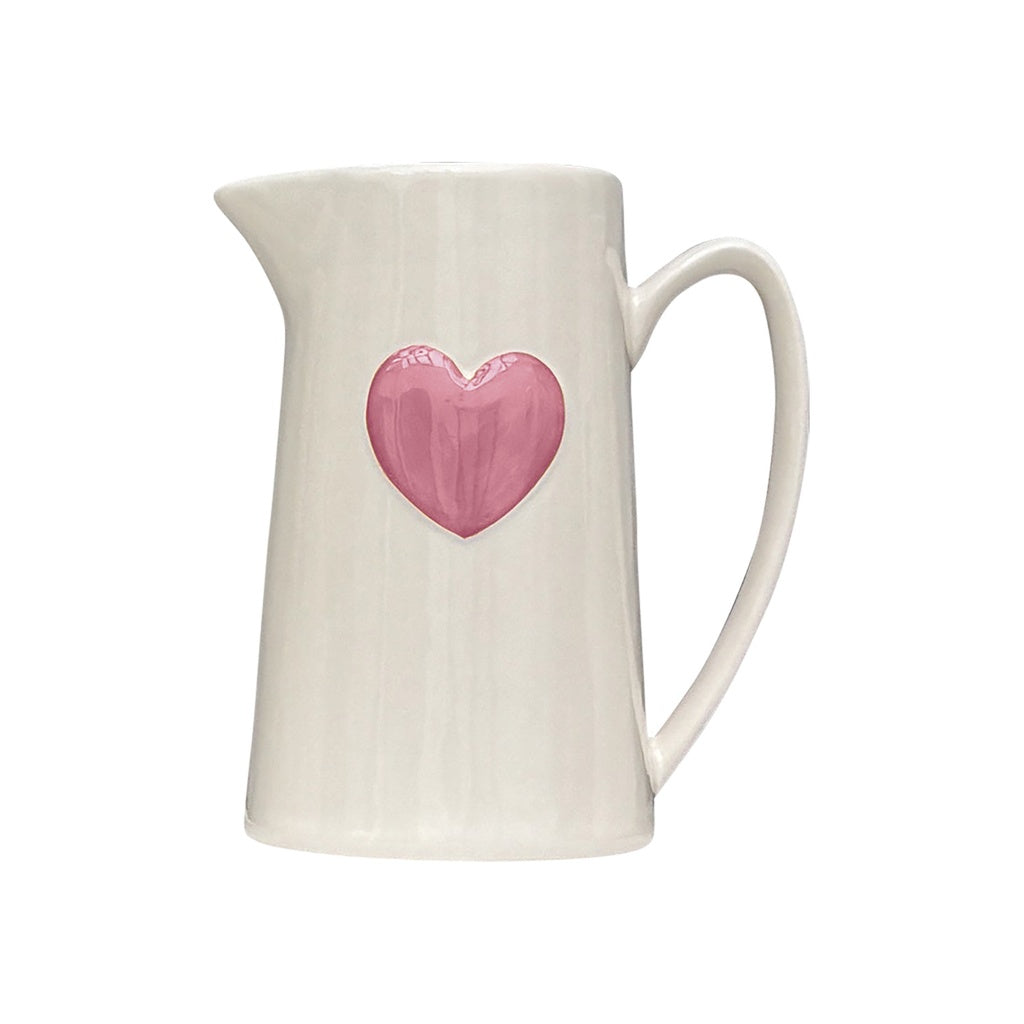 Pichet en Faïence Coeur Rouge, Rose ou Bleu 1L - Opjet