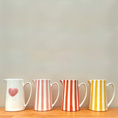 Pichet en Faïence Coeur Rouge, Rose ou Bleu 1L - Opjet