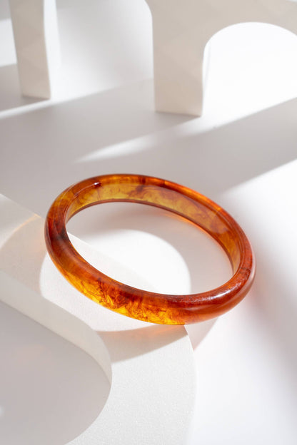 Trio de Bracelets en Résine Ambre, Crème & Brun
