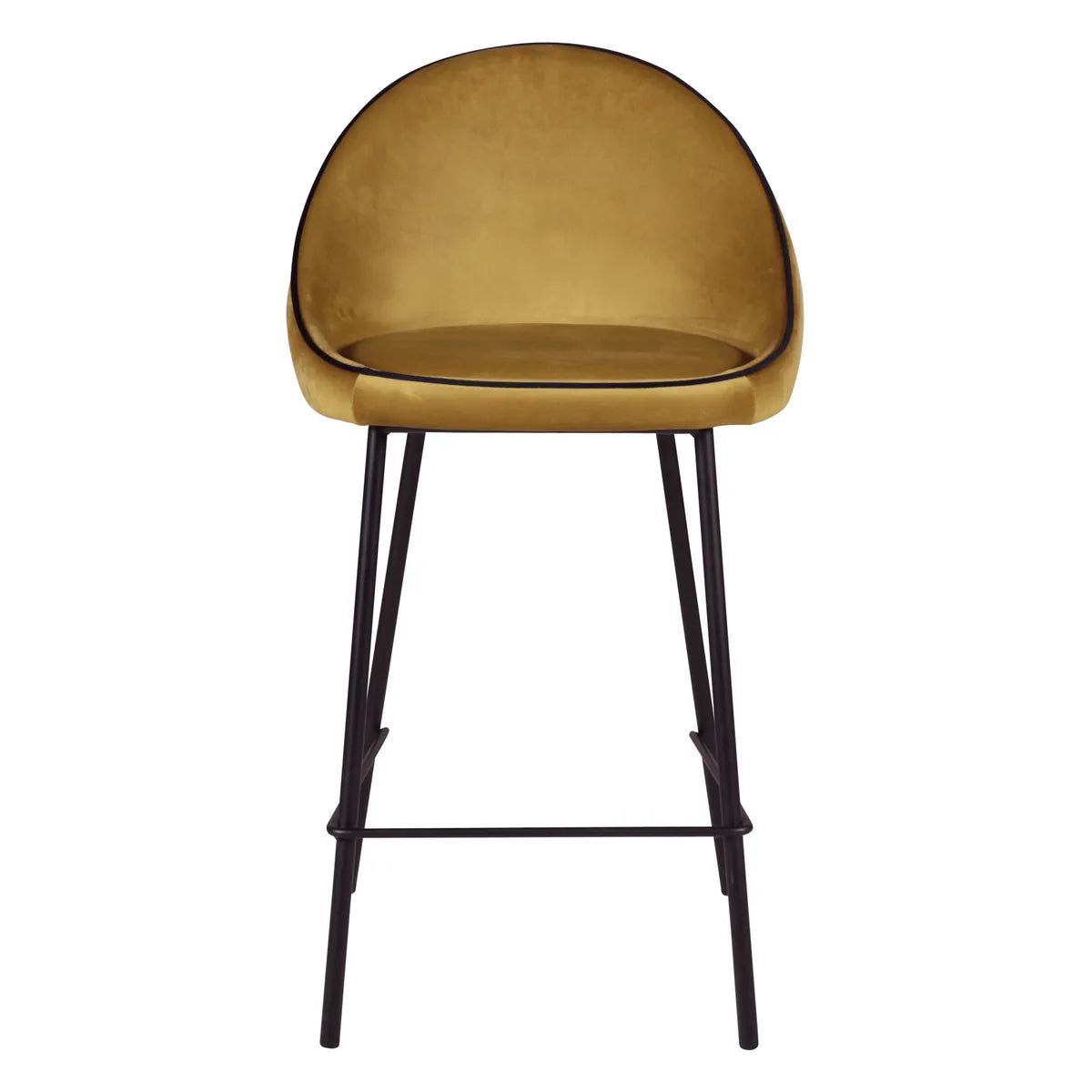 Lot de 2 Chaises de Bar Snack Maya en Velours Ocre H.88 cm -