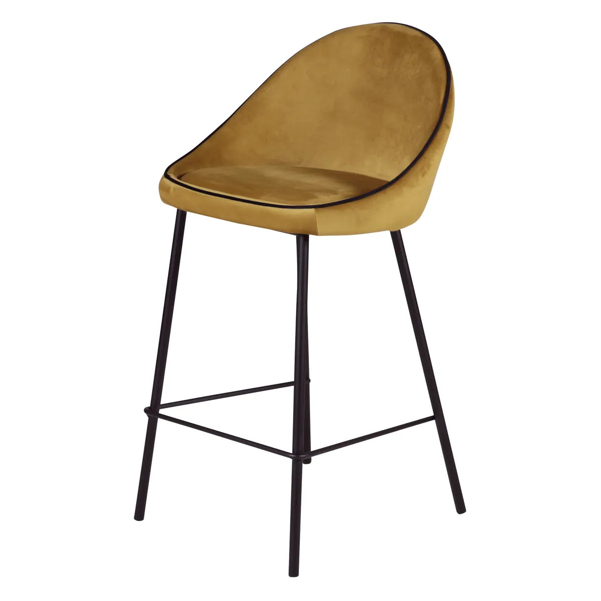 Lot de 2 Chaises de Bar Snack Maya en Velours Ocre H.88 cm -